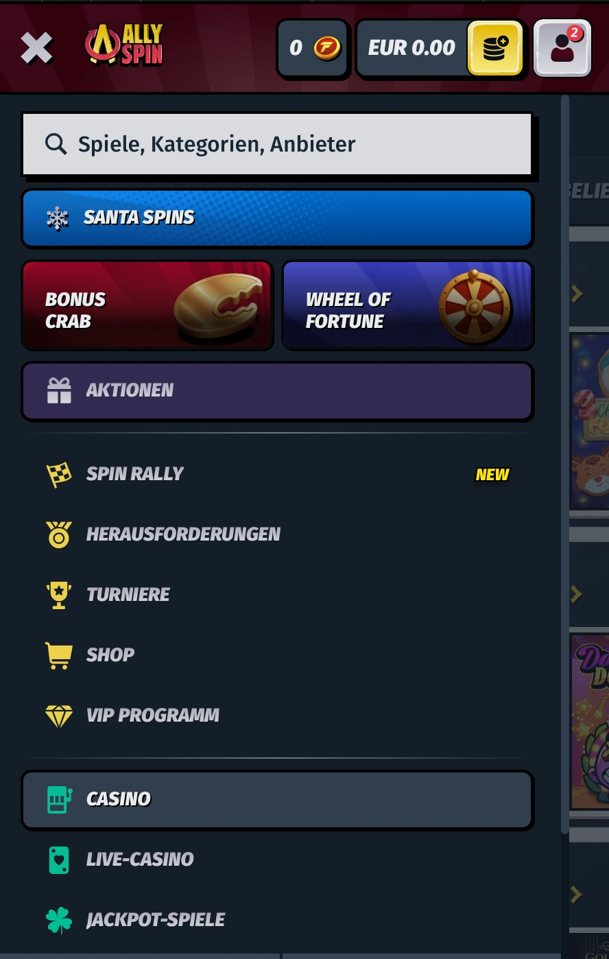 Allyspin Mobilcasino